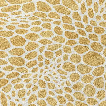10' X 14' Gold And Ivory Geometric Washable Indoor Outdoor Area Rug