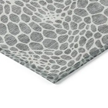 5' X 8' Gray And Ivory Geometric Washable Indoor Outdoor Area Rug