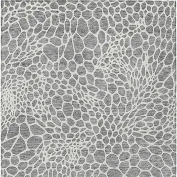 10' X 14' Gray And Ivory Geometric Washable Indoor Outdoor Area Rug