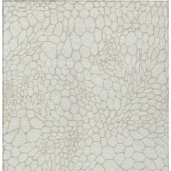 3' X 5' Ivory And Beige Geometric Washable Indoor Outdoor Area Rug
