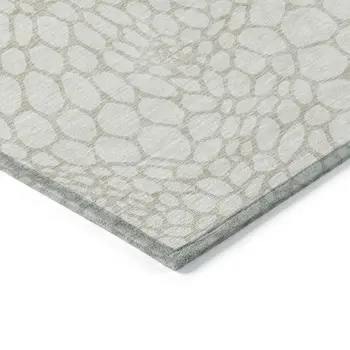 3' X 5' Ivory And Beige Geometric Washable Indoor Outdoor Area Rug