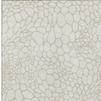 8' X 10' Ivory And Beige Geometric Washable Indoor Outdoor Area Rug
