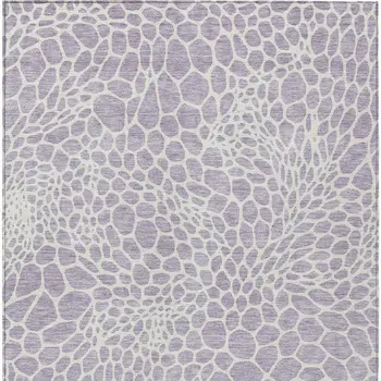 5' X 8' Lilac And Ivory Geometric Washable Indoor Outdoor Area Rug