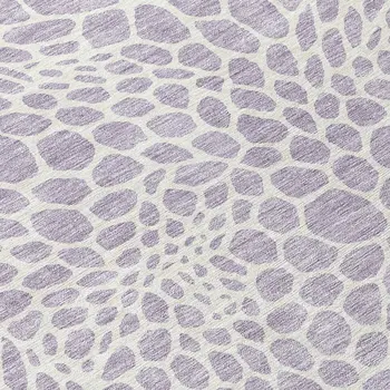 8' Lilac And Ivory Round Geometric Washable Indoor Outdoor Area Rug