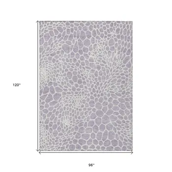 8' X 10' Lilac And Ivory Geometric Washable Indoor Outdoor Area Rug