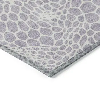 10' X 14' Lilac And Ivory Geometric Washable Indoor Outdoor Area Rug