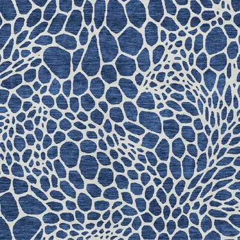 3' X 5' Navy Blue And Ivory Geometric Washable Indoor Outdoor Area Rug