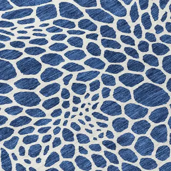 10' X 14' Navy Blue And Ivory Geometric Washable Indoor Outdoor Area Rug