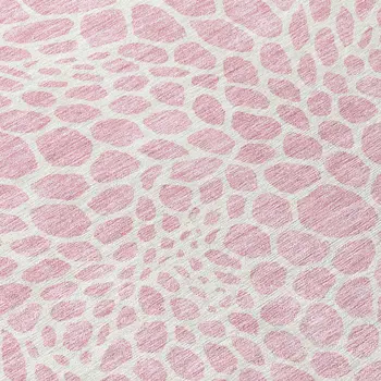 8' X 10' Pink And Ivory Geometric Washable Indoor Outdoor Area Rug