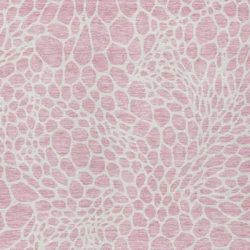 9' X 12' Pink And Ivory Geometric Washable Indoor Outdoor Area Rug