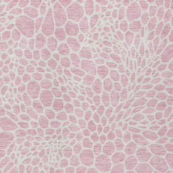 10' X 14' Pink And Ivory Geometric Washable Indoor Outdoor Area Rug