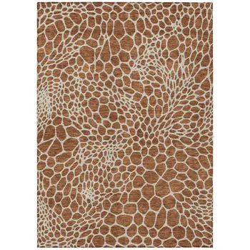 3' X 5' Brown And Beige Geometric Washable Indoor Outdoor Area Rug