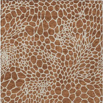 5' X 8' Brown And Beige Geometric Washable Indoor Outdoor Area Rug