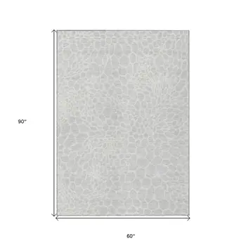 5' X 8' Silver And Gray Geometric Washable Indoor Outdoor Area Rug