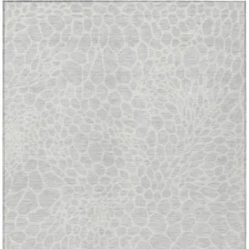 8' X 10' Silver And Gray Geometric Washable Indoor Outdoor Area Rug