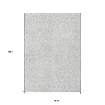 10' X 14' Silver And Gray Geometric Washable Indoor Outdoor Area Rug