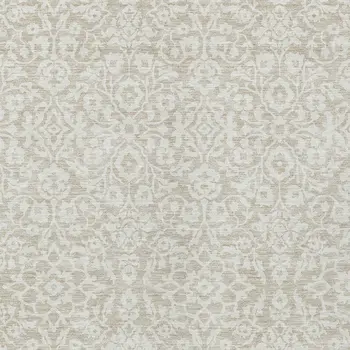 3' X 5' Beige And Ivory Damask Washable Indoor Outdoor Area Rug