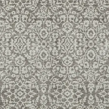 3' X 5' Taupe And Gray Damask Washable Indoor Outdoor Area Rug