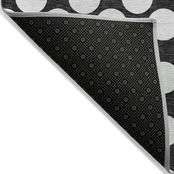 3' X 5' Black And Ivory Polka Dot Washable Indoor Outdoor Area Rug