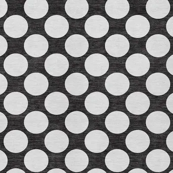 5' X 8' Black And Ivory Polka Dot Washable Indoor Outdoor Area Rug