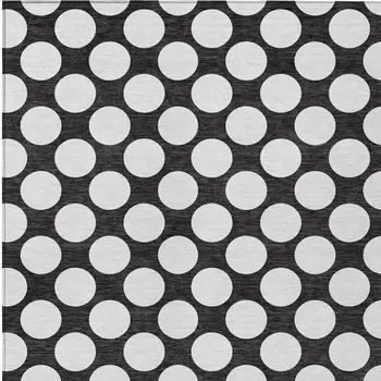 8' X 10' Black And Ivory Polka Dot Washable Indoor Outdoor Area Rug