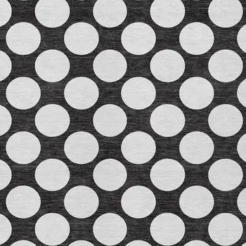10' X 14' Black And Ivory Polka Dot Washable Indoor Outdoor Area Rug