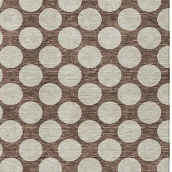3' X 5' Brown And Beige Polka Dot Washable Indoor Outdoor Area Rug