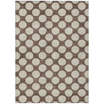 8' X 10' Brown And Beige Polka Dot Washable Indoor Outdoor Area Rug