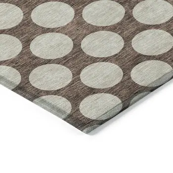 8' X 10' Brown And Beige Polka Dot Washable Indoor Outdoor Area Rug
