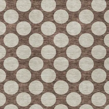8' X 10' Brown And Beige Polka Dot Washable Indoor Outdoor Area Rug