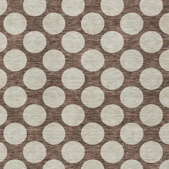 9' X 12' Brown And Beige Polka Dot Washable Indoor Outdoor Area Rug