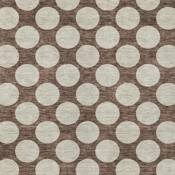 10' X 14' Brown And Beige Polka Dot Washable Indoor Outdoor Area Rug