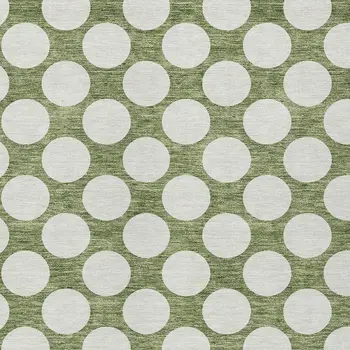 3' X 5' Green And Ivory Polka Dot Washable Indoor Outdoor Area Rug