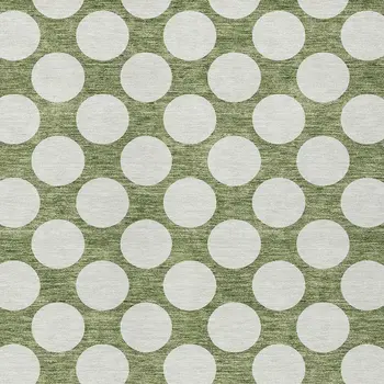 5' X 8' Green And Ivory Polka Dot Washable Indoor Outdoor Area Rug