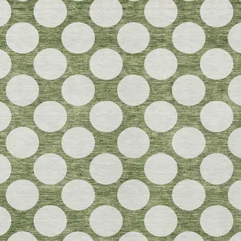 10' X 14' Green And Ivory Polka Dot Washable Indoor Outdoor Area Rug