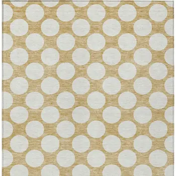 3' X 5' Gold And Beige Polka Dot Washable Indoor Outdoor Area Rug