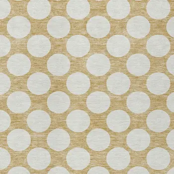 3' X 5' Gold And Beige Polka Dot Washable Indoor Outdoor Area Rug