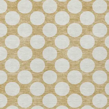 5' X 8' Gold And Beige Polka Dot Washable Indoor Outdoor Area Rug