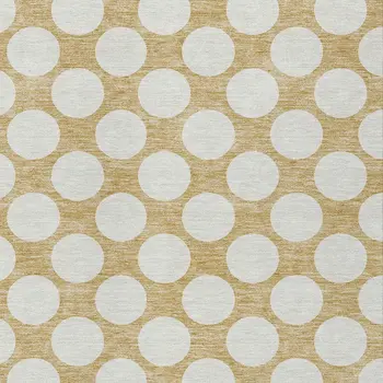 8' X 10' Gold And Beige Polka Dot Washable Indoor Outdoor Area Rug