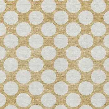 10' X 14' Gold And Beige Polka Dot Washable Indoor Outdoor Area Rug