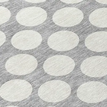 8' Gray And Silver Round Polka Dot Washable Indoor Outdoor Area Rug
