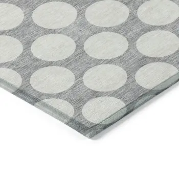 8' X 10' Gray And Silver Polka Dot Washable Indoor Outdoor Area Rug