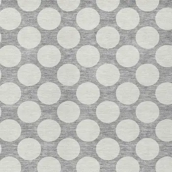 9' X 12' Gray And Silver Polka Dot Washable Indoor Outdoor Area Rug