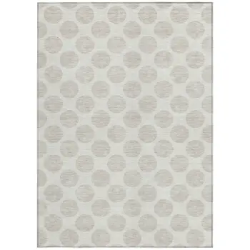5' X 8' Ivory And Gray Polka Dot Washable Indoor Outdoor Area Rug