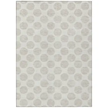 5' X 8' Ivory And Gray Polka Dot Washable Indoor Outdoor Area Rug