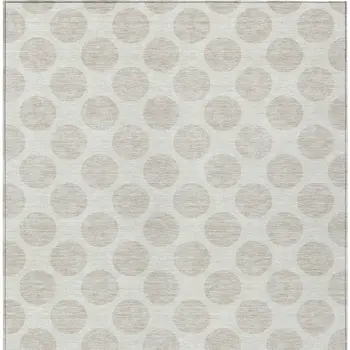 10' X 14' Ivory And Gray Polka Dot Washable Indoor Outdoor Area Rug