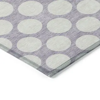 8' X 10' Lavender And Ivory Polka Dot Washable Indoor Outdoor Area Rug