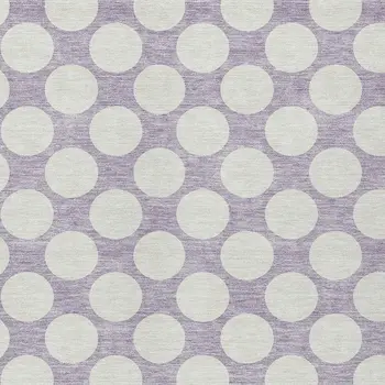 8' X 10' Lavender And Ivory Polka Dot Washable Indoor Outdoor Area Rug
