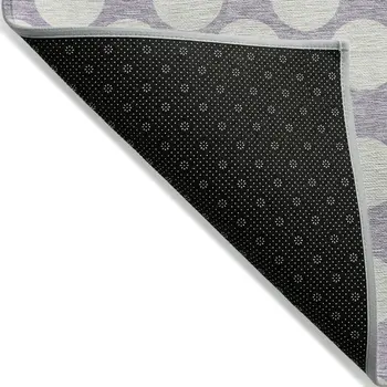 9' X 12' Lavender And Ivory Polka Dot Washable Indoor Outdoor Area Rug