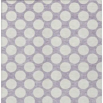 10' X 14' Lavender And Ivory Polka Dot Washable Indoor Outdoor Area Rug